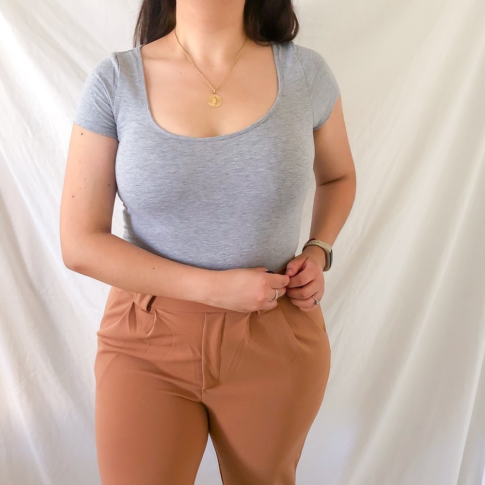 Gray Short Sleeve Bodysuit